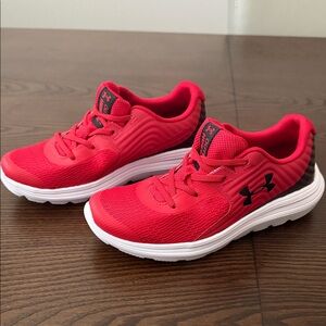 Under Armour Kids Red and Black Outhustle Athletic Sneakers